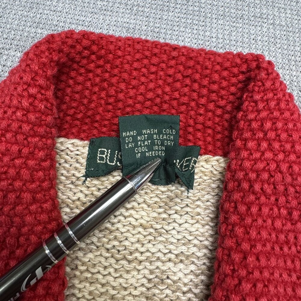 Vtg Bushwacker Womens Small Patchwork Holiday Sweater Vest Red Beige Button Knit - Picture 15 of 15